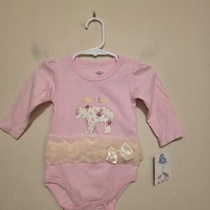 Little Treasure Baby Bear Pink Floral Onsie Long Sleeve 0/3 Months